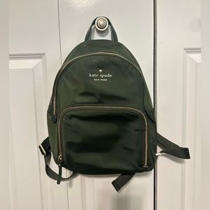 Kate Spade army green and pink varsity stripe small backpack